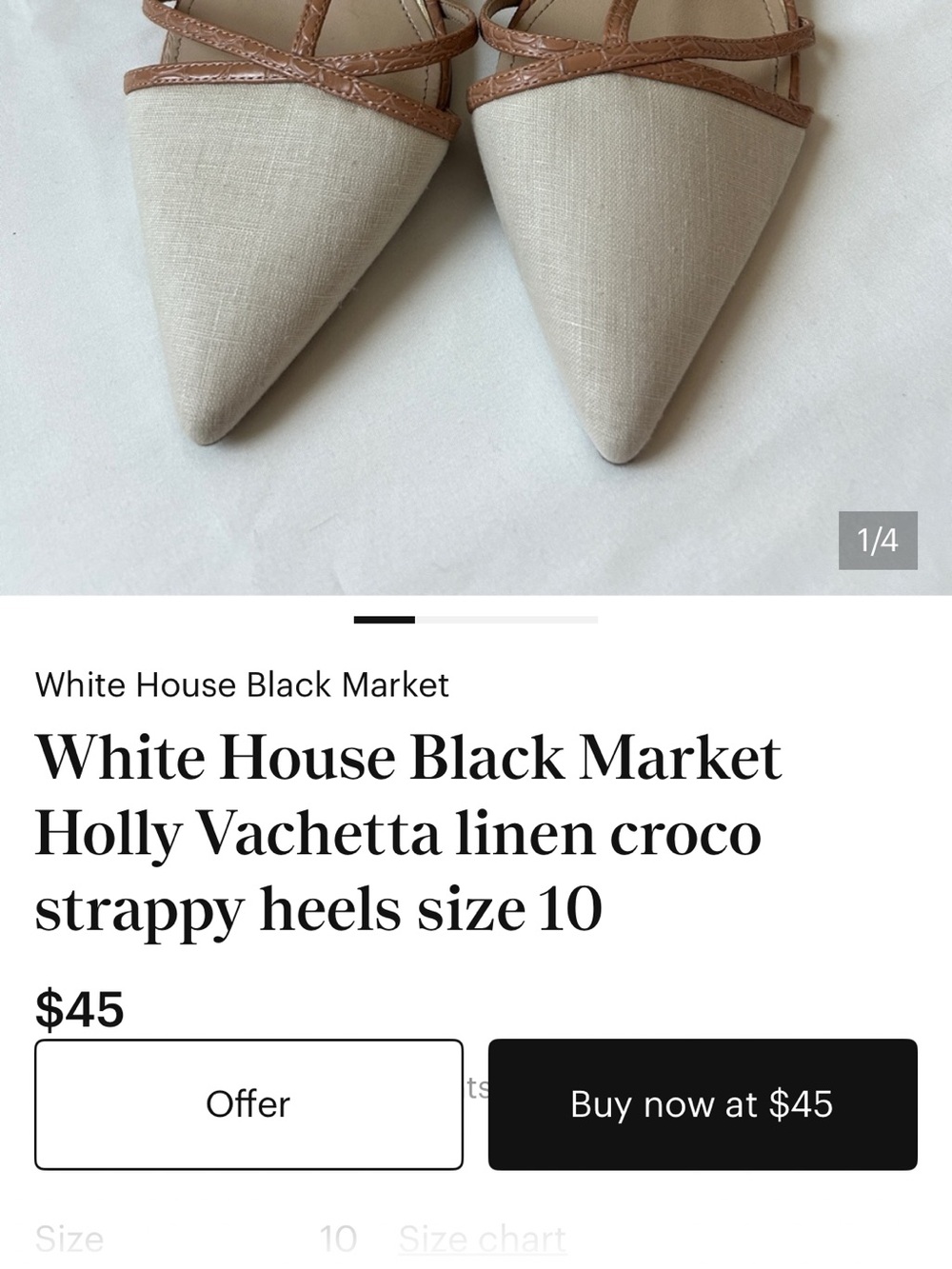 White House Black Market Holly Vachetta Linen Croco Strappy Heels Size 7.5 - Picture 6 of 6